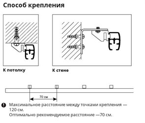 Максимальное расстояние между кронштейнами карниза для штор